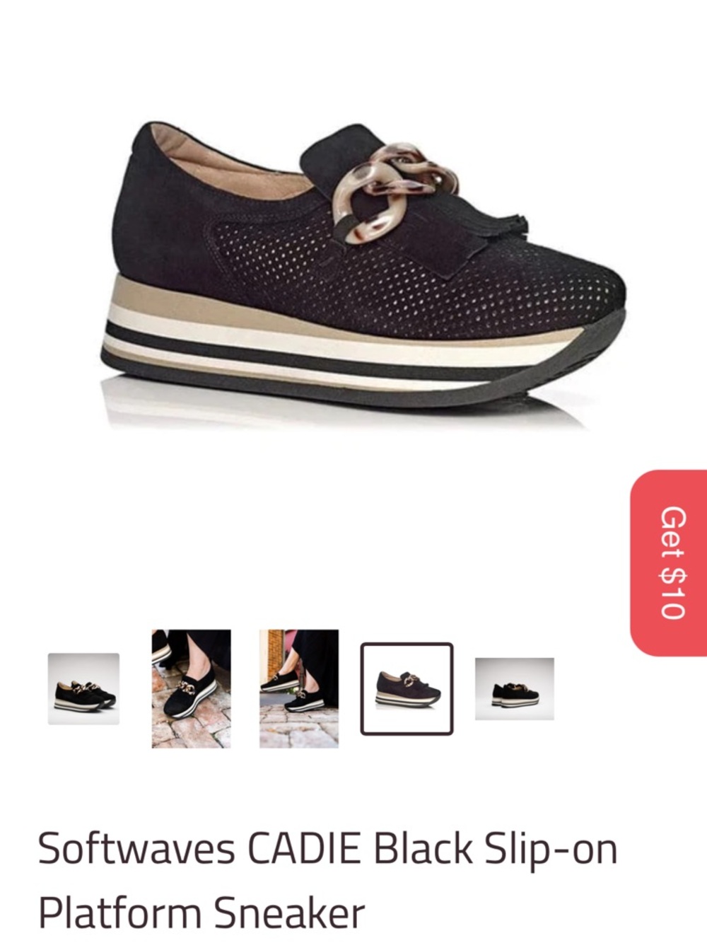 Softwaves CADIE Black Platform Slip-On Sneaker